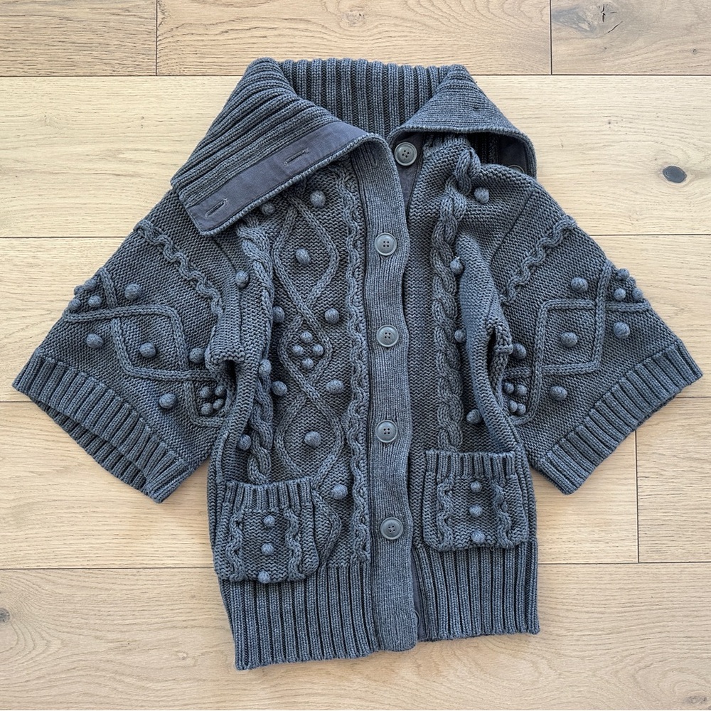 Stella McCartney Pom Pom Chunky Knit Cotton Cashmere Cardigan M/8